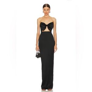 Sau Lee Esther Satin Black Strapless Gown